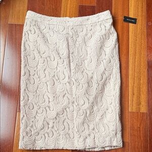 Lord & Taylor Cream Textured Pencil Skirt